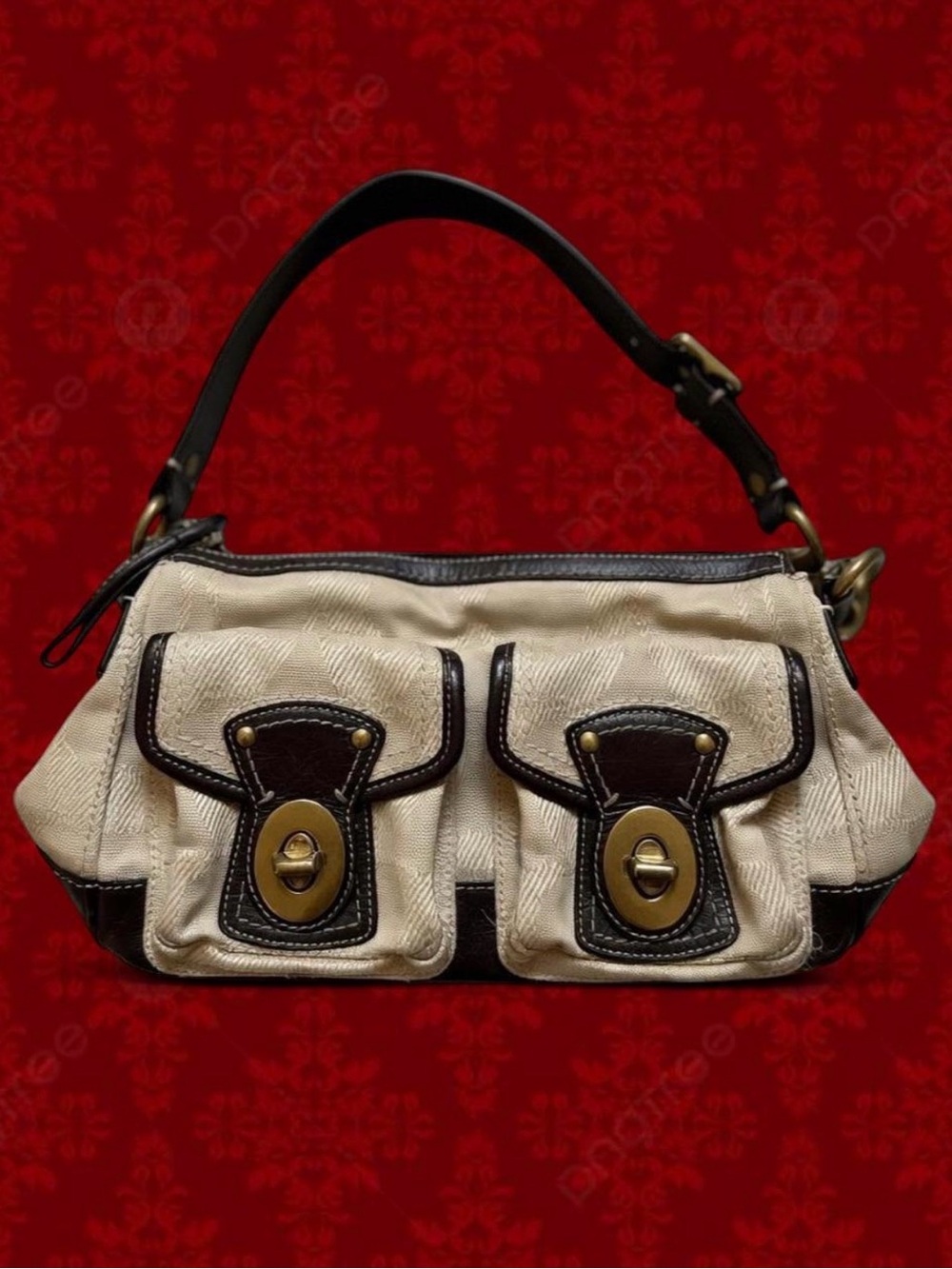 Rare Vintage COACH Legacy Signature F13102 Beige & B… - Gem